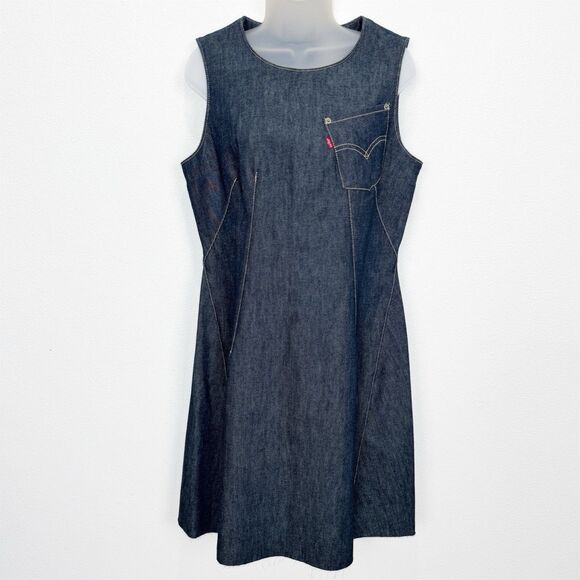 Vtg Levis Dress Womens Large Blue Engineered Dark Denim Y2K 1999 Cool‎ Western - Picture 1 of 16